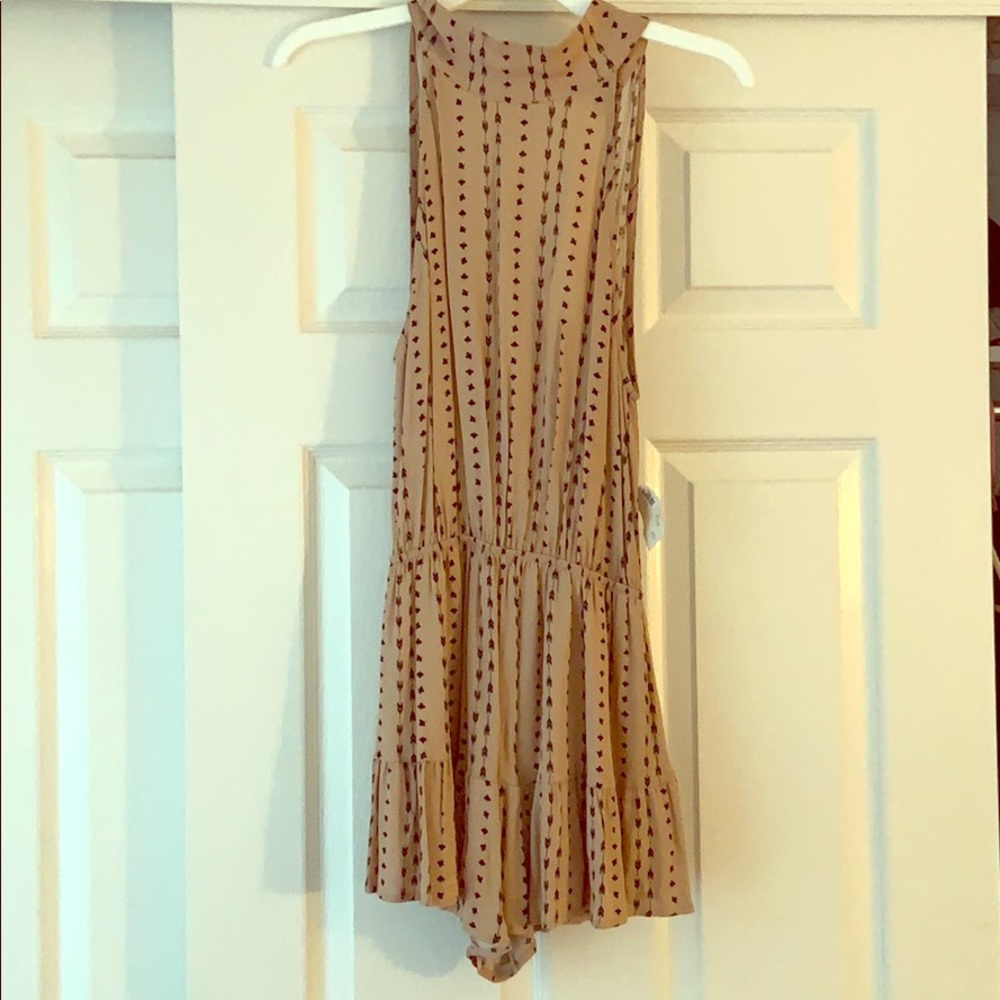 High neck romper with open back